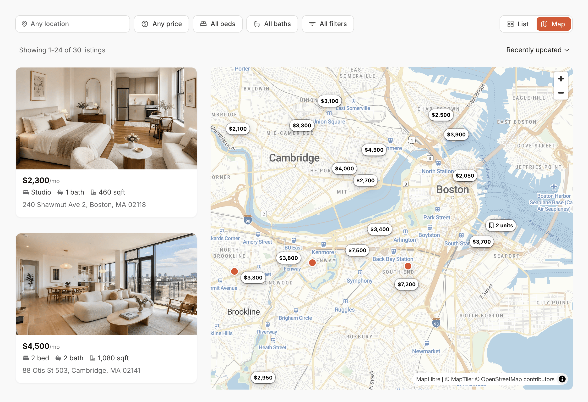 Listify real estate IDX search widget example