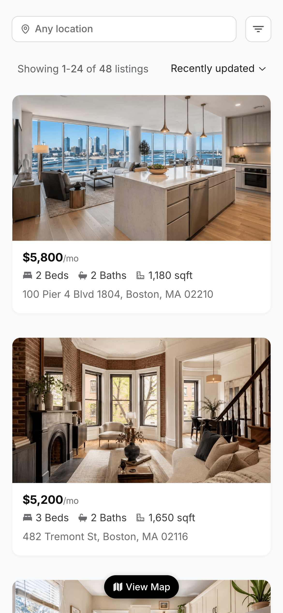 Listify real estate IDX search on mobile